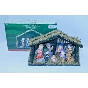 Nativity In Creche Children Holiday International Bazaar Christmas Porcelain